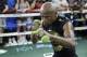 Floyd Mayweather Jr. trains at his gym Thursday, Aug. 10, 2017, in Las Vegas. Mayweather is scheduled to fight Conor McGregor on Aug. 26 in Las Vegas. (AP Photo/John Locher)