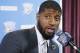 Oklahoma City Thunder forward Paul George answers a question at his first news conference since Oklahoma City's blockbuster trade with the Indiana Pacers, in Oklahoma City, Wednesday, July 12, 2017. (AP Photo/Sue Ogrocki)