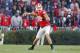 Georgia quarterback Jacob Eason (10) throws a pass against Georgia Tech in the second half of an NCAA college football game Saturday, Nov. 26, 2016, in Athens, Ga. Georgia Tech won 28-27. (AP Photo/Brett Davis)