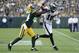 GREEN BAY, WI - AUGUST 10: Bryce Treggs #16 of the Philadelphia Eagles works against Quinten Rollins #24 of the Green Bay Packers during a preseason game at Lambeau Field on August 10, 2017 in Green Bay, Wisconsin. The Packers defeated the Eagles 24-9. (Photo by Stacy Revere/Getty Images)