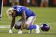 New York Giants wide receiver Odell Beckham drops to the field after an injury in the first half of an NFL preseason football game against the Cleveland Browns, Monday, Aug. 21, 2017, in Cleveland. (AP Photo/Ron Schwane)