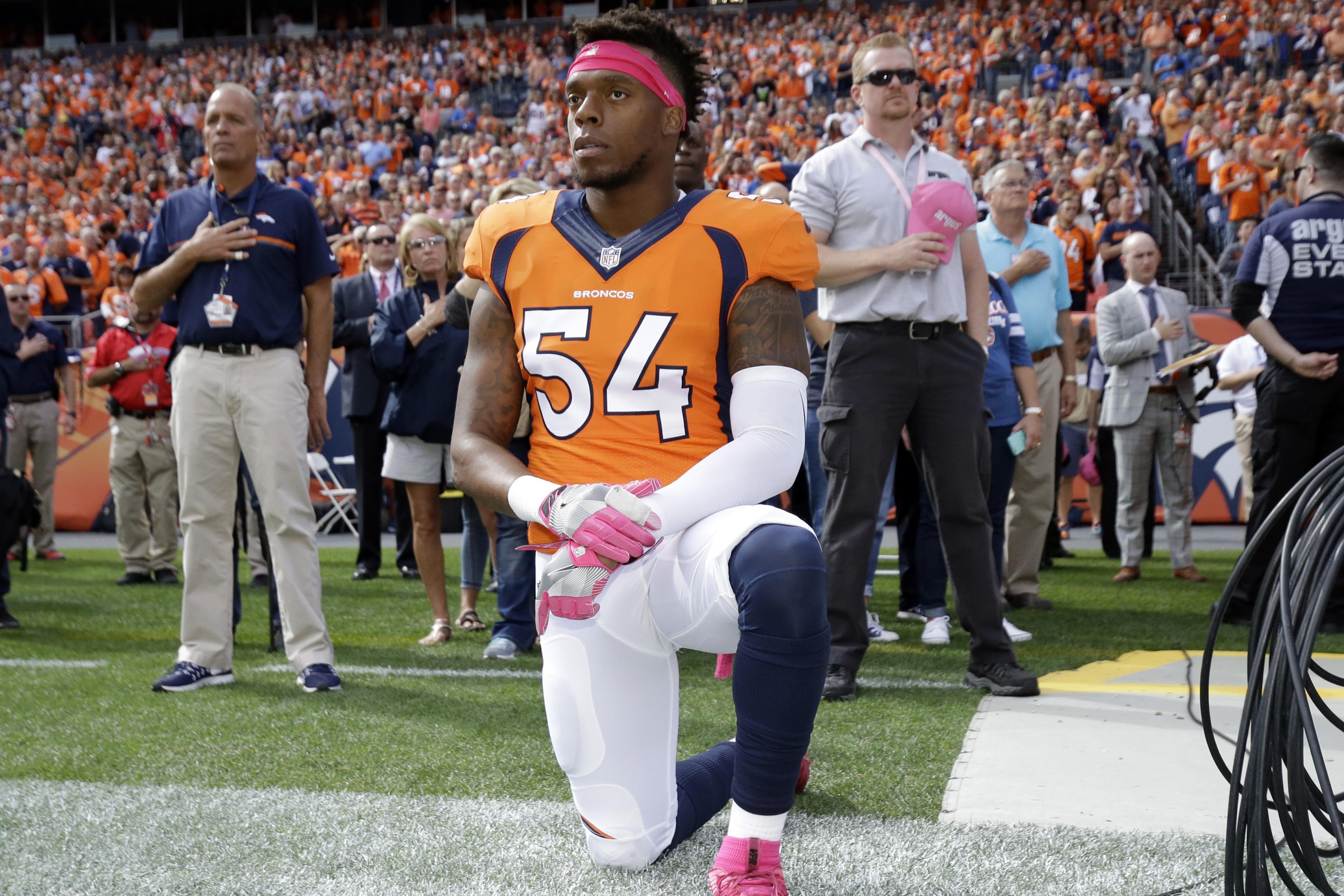 Broncos' Brandon Marshall Kneels During National Anthem