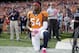 Denver Broncos inside linebacker Brandon Marshall (54) kneels during the national anthem prior to an NFL football game against the Atlanta Falcons, Sunday, Oct. 9, 2016, in Denver. (AP Photo/Jack Dempsey)