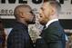 Floyd Mayweather and Conor McGregor meet at their final press conference before their Saturday night superfight.