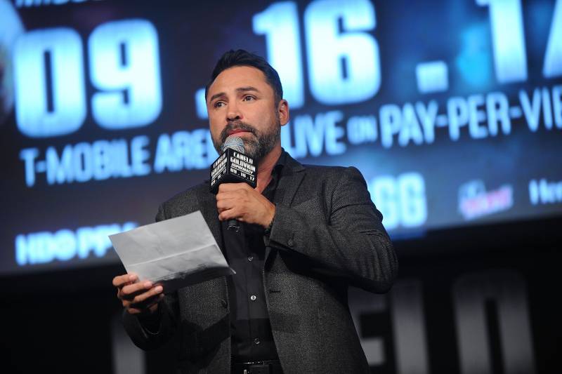 NEW YORK, NY - JUNE 20: Chairman and CEO of Golden Boy Promotions Oscar De La Hoya attends the Canelo Alvarez and Gennady Golovkin Press Tour at The Theater at Madison Square Garden on June 20, 2017 in New York City. (Photo by Brad Barket/Getty Images)