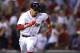 Boston Red Sox's Mookie Betts during the ninth inning of a baseball game in Boston, Wednesday, Aug. 16, 2017. (AP Photo/Charles Krupa)