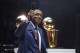 Feb 8, 2017; Auburn Hills, MI, USA; Detroit Pistons former player Isiah Thomas is honored during halftime of the game between the Detroit Pistons and the Los Angeles Lakers at The Palace of Auburn Hills. Mandatory Credit: Raj Mehta-USA TODAY Sports