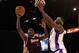 LAS VEGAS, NV - AUGUST 26: Dion Glover #22 of Trilogy, goes up for a shot against Kwame Brown #54 of 3 Headed Monsters, during the BIG3 three on three basketball league championship game on August 26, 2017 in Las Vegas, Nevada. (Photo by Sean M. Haffey/BIG3/Getty Images)