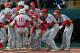SOUTH WILLIAMSPORT, PA - AUGUST 27: Keitaro Miyahara #10 of Japan celebrates with teammates after hitting a solo home run against the Southwest Team from Texas in the fourth inning during the Champioinship Game of the Little League World Series at Lamade Stadium on August 27, 2017 in South Williamsport, Pennsylvania. (Photo by Rob Carr/Getty Images)