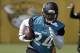 Jacksonville Jaguars running back T.J. Yeldon runs as he performs a drill during NFL football training camp, Friday, July 28, 2017, in Jacksonville, Fla. (AP Photo/John Raoux)