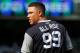 NEW YORK, NY - AUGUST 27: Aaron Judge #99 of the New York Yankees in action against the Seattle Mariners at Yankee Stadium on August 27, 2017 in the Bronx borough of New York City. The Yankees defeated the Mariners 10-1. (Photo by Jim McIsaac/Getty Images)