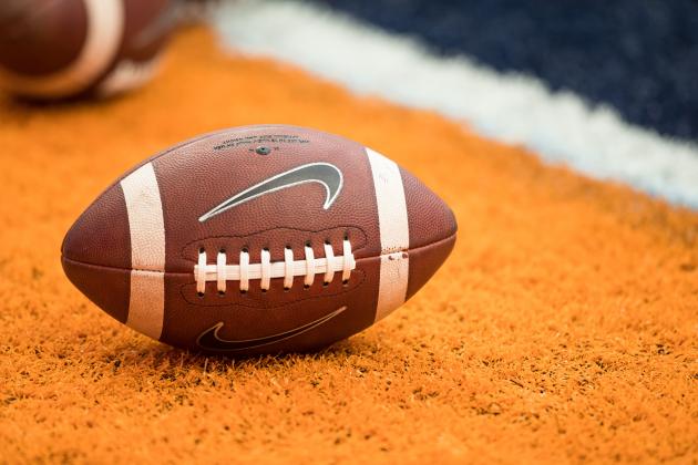 SYRACUSE, NY - SEPTEMBER 02: Nike footballs on the field before the game between the Syracuse Orange and the Colgate Raiders on September 2, 2016 at The Carrier Dome in Syracuse, New York. Syracuse defeats Colgate 33-7. (Photo by Brett Carlsen/Getty Images) *** Local Caption ***