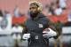 New York Giants wide receiver Odell Beckham warms up prior to an NFL preseason football game against the Cleveland Browns, Monday, Aug. 21, 2017, in Cleveland. The Browns won 10-6. (AP Photo/David Richard)