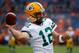 DENVER, CO - AUGUST 26: Quarterback Aaron Rodgers #12 of the Green Bay Packers warms up before a Preseason game against the Denver Broncos at Sports Authority Field at Mile High on August 26, 2017 in Denver, Colorado. (Photo by Justin Edmonds/Getty Images)