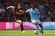 BOURNEMOUTH, ENGLAND - AUGUST 26: Raheem Sterling of Manchester City battles with Harry Arter of Bournemouth during the Premier League match between AFC Bournemouth and Manchester City at Vitality Stadium on August 26, 2017 in Bournemouth, England. (Photo by Mike Hewitt/Getty Images)