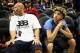 LOS ANGELES, CA - AUGUST 13: (L-R) Lavar Ball and LaMelo Ball look on from the audience during week eight of the BIG3 three on three basketball league at Staples Center on August 13, 2017 in Los Angeles, California. (Photo by Sean M. Haffey/Getty Images)