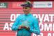 Astana's Colombian Miguel Angel Lopez celebrates on the podium after winning the 11th stage during the 72nd edition of 'La Vuelta' Tour of Spain cycling race, a 187,50 km route between Lorca to Calar Alto on August 30, 2017. / AFP PHOTO / JOSE JORDAN (Photo credit should read JOSE JORDAN/AFP/Getty Images)