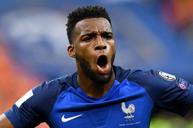 France's midfielder Thomas Lemar celebrates after scoring a goal during the 2018 FIFA World Cup qualifying football match France vs Netherlands at the Stade de France in Saint-Denis, north of Paris, on August 31, 2017. / AFP PHOTO / FRANCK FIFE        (Photo credit should read FRANCK FIFE/AFP/Getty Images)