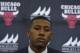 Jun 27, 2017; Chicago, IL, USA; Chicago Bulls player Kris Dunn who was acquired in a trade answers question during a press conference at Advocate Center. Mandatory Credit: David Banks-USA TODAY Sports
