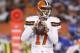 CLEVELAND, OH - AUGUST 21: Brock Osweiler #17 of the Cleveland Browns passes during a preseason game against the New York Giants at FirstEnergy Stadium on August 21, 2017 in Cleveland, Ohio. (Photo by Joe Robbins/Getty Images)