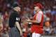 CINCINNATI, OH - JULY 21: Cincinnati Reds manager Bryan Price talks to first base umpire Mike Everitt during a game against the Miami Marlins at Great American Ball Park on July 21, 2017 in Cincinnati, Ohio. The Marlins defeated the Reds 3-1. (Photo by Joe Robbins/Getty Images)