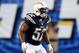 SAN DIEGO, CA - AUGUST 13: Denzel Perryman #52 of the San Diego Chargers lines up against the Dallas Cowboys at Qualcomm Stadium on August 13, 2015 in San Diego, California. (Photo by Harry How/Getty Images)