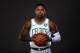 BOSTON, MA - SEPTEMBER 1: Kyrie Irving poses for a portrait after getting introduced as Boston Celtics on September 1, 2017 at the TD Garden in Boston, Massachusetts. NOTE TO USER: User expressly acknowledges and agrees that, by downloading and or using this photograph, User is consenting to the terms and conditions of the Getty Images License Agreement. Mandatory Copyright Notice: Copyright 2017 NBAE (Photo by Brian Babineau/NBAE via Getty Images)