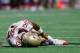 ATLANTA, GA - SEPTEMBER 02: Deondre Francois #12 of the Florida State Seminoles hold his left leg after being injured in the fourth quarter of their game against the Alabama Crimson Tide at Mercedes-Benz Stadium on September 2, 2017 in Atlanta, Georgia. (Photo by Kevin C. Cox/Getty Images)