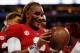 ATLANTA, GA - SEPTEMBER 02: Jalen Hurts #2 of the Alabama Crimson Tide celebrates with the Chick-fil-A Kick-Off Game trophy after defeating the Florida State Seminoles 24-7 in their game at Mercedes-Benz Stadium on September 2, 2017 in Atlanta, Georgia. (Photo by Kevin C. Cox/Getty Images)