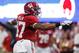 ATLANTA, GA - SEPTEMBER 02: Christian Miller #47 of the Alabama Crimson Tide reacts to a missed field goal by Florida State Seminoles during their game at Mercedes-Benz Stadium on September 2, 2017 in Atlanta, Georgia. (Photo by Kevin C. Cox/Getty Images)