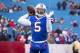 ORCHARD PARK, NY - DECEMBER 24: Tyrod Taylor #5 of the Buffalo Bills warms up before the game against the Miami Dolphins on December 24, 2016 at New Era Field in Orchard Park, New York. Miami defeats Buffalo 34-31 in overtime. (Photo by Brett Carlsen/Getty Images)