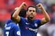 Chelsea's Spanish midfielder Pedro celebrates victory during the English Premier League football match between Tottenham Hotspur and Chelsea at Wembley Stadium in London, on August 20, 2017. / AFP PHOTO / Ben STANSALL / RESTRICTED TO EDITORIAL USE. No use with unauthorized audio, video, data, fixture lists, club/league logos or 'live' services. Online in-match use limited to 75 images, no video emulation. No use in betting, games or single club/league/player publications. / (Photo credit should read BEN STANSALL/AFP/Getty Images)