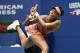 TOPSHOT - Venus Williams of the US returns the ball to Czech Republic's Petra Kvitova during their 2017 US Open Women's Singles Quarterfinal match at the USTA Billie Jean King National Tennis Center in New York on September 5, 2017.
Seven-time Grand Slam champion Venus Williams became the oldest Grand Slam semi-finalist since 1994 at age 37 by defeating two-time Wimbledon champion Petra Kvitova 6-3, 3-6, 7-6 (7/2). / AFP PHOTO / Don EMMERT (Photo credit should read DON EMMERT/AFP/Getty Images)