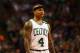 BOSTON, MA - MAY 19: Isaiah Thomas #4 of the Boston Celtics reacts in the first half against the Cleveland Cavaliers during Game Two of the 2017 NBA Eastern Conference Finals at TD Garden on May 19, 2017 in Boston, Massachusetts. NOTE TO USER: User expressly acknowledges and agrees that, by downloading and or using this photograph, User is consenting to the terms and conditions of the Getty Images License Agreement. (Photo by Adam Glanzman/Getty Images)