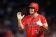 ANAHEIM, CA - AUGUST 30: Mike Trout #27 of the Los Angeles Angels reacts after hitting a triple during the fifth inning of a game against the Oakland Athletics at Angel Stadium of Anaheim on August 30, 2017 in Anaheim, California. (Photo by Sean M. Haffey/Getty Images)
