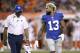 CLEVELAND, OH - AUGUST 21: Odell Beckham Jr. #13 of the New York Giants looks toward the defense as he walks off the field after suffering an injury during a preseason game against the Cleveland Browns at FirstEnergy Stadium on August 21, 2017 in Cleveland, Ohio. (Photo by Joe Robbins/Getty Images)