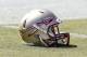 TALLAHASSEE, FL - OCTOBER 1: A general view of a Florida State Seminoles Helmet on the field before the game against the North Carolina Tar Heels at Doak Campbell Stadium on Bobby Bowden Field on October 1, 2016 in Tallahassee, Florida. North Carolina upset the 12th ranked Florida State 37 to 35. (Photo by Don Juan Moore/Getty Images)