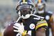 Pittsburgh Steelers wide receiver Antonio Brown (84) in an NFL preseason football game against the Indianapolis Colts, Saturday, Aug. 26, 2017, in Pittsburgh. (AP Photo/Fred Vuich)