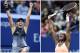 This combination of two photos taken on September 7, 2017 show US tennis players Madison Keys (L) and Sloane Stephens (R) celebrating after winning their 2017 US Open Women's Singles Semifinals matches at the USTA Billie Jean King National Tennis Center in New York.
Americans Sloane Stephens and Madison Keys, both struggling with serious injuries just three months ago, advanced to their first Grand Slam final at the US Open on Thursday. / AFP PHOTO / Jewel SAMAD (Photo credit should read JEWEL SAMAD/AFP/Getty Images)