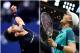 TOPSHOT - This combination of photos taken on September 8, 2017 shows Spain's Rafael Nadal (L) and South Africa's Kevin Anderson celebrating after winning their 2017 US Open Men's Singles Semifinals matches at the USTA Billie Jean King National Tennis Center in New York. World number one Rafael Nadal powered into his 23rd career Grand Slam final on Friday, routing Argentina's 24th-seeded Juan Martin del Potro 4-6, 6-0, 6-3, 6-2 at the US Open. / AFP PHOTO / Jewel SAMAD AND Don EMMERT (Photo credit should read JEWEL SAMAD,DON EMMERT/AFP/Getty Images)