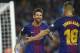 Barcelona's Argentinian forward Lionel Messi (L) celebrates with Barcelona's defender Jordi Alba after scoring his second goal during the Spanish Liga football match Barcelona vs Espanyol at the Camp Nou stadium in Barcelona on September 9, 2017. / AFP PHOTO / LLUIS GENE (Photo credit should read LLUIS GENE/AFP/Getty Images)