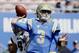 UCLA quarterback Josh Rosen throws his first pass complete for 18 yards against Hawaii during the first half of an NCAA college football game in Pasadena, Calif., Saturday, Sept. 9, 2017. (AP Photo/Alex Gallardo)