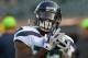 OAKLAND, CA - AUGUST 31: Chris Carson #32 of the Seattle Seahawks warms up during pregame warm ups prior to the start of his game against the Oakland Raiders at the Oakland-Alameda County Coliseum on August 31, 2017 in Oakland, California. (Photo by Thearon W. Henderson/Getty Images)