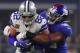 ARLINGTON, TX - SEPTEMBER 10: Jason Witten #82 of the Dallas Cowboys is stopped by B.J. Goodson #93 of the New York Giants on a carry in the first quarter of a game at AT&T Stadium on September 10, 2017 in Arlington, Texas. (Photo by Tom Pennington/Getty Images)