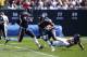 CHICAGO, IL - SEPTEMBER 10: Tarik Cohen #29 of the Chicago Bears carries the football past C.J. Goodwin #29 of the Atlanta Falcons in the first quarter at Soldier Field on September 10, 2017 in Chicago, Illinois. (Photo by Kena Krutsinger/Getty Images)