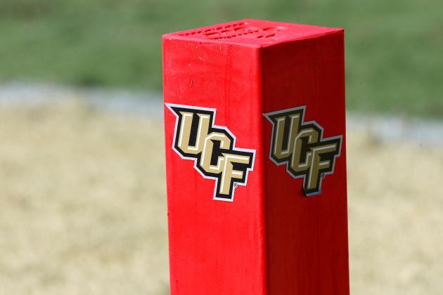 ORLANDO, FL - OCTOBER 26:  The UCF Knights logo as seen during the game against the Connecticut Huskies at Bright House Networks Stadium on October 26, 2013 in Orlando, Florida.  (Photo by Sam Greenwood/Getty Images)