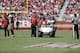 San Francisco 49ers linebacker Reuben Foster (56) is carted off the field during the first half of an NFL football game against the Carolina Panthers in Santa Clara, Calif., Sunday, Sept. 10, 2017. (AP Photo/Marcio Jose Sanchez)