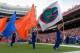 GAINESVILLE, FL - NOVEMBER 12: Florida Gators cheerleaders carry flags after a score during the game against the South Carolina Gamecocks at Ben Hill Griffin Stadium on November 12, 2016 in Gainesville, Florida. (Photo by Rob Foldy/Getty Images)