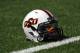 Oklahoma State helmet is pictured prior to an NCAA college football game between UTSA and Oklahoma St in Stillwater, Okla., Saturday, Sept. 19, 2015.(AP Photo/Brody Schmidt)