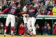 CLEVELAND, OH - SEPTEMBER 11: Francisco Lindor #12 celebrates with Jose Ramirez #11 of the Cleveland Indians after both scored on a home run by Ramirez during the fourth inning against the Detroit Tigers at Progressive Field on September 11, 2017 in Cleveland, Ohio. (Photo by Jason Miller/Getty Images)